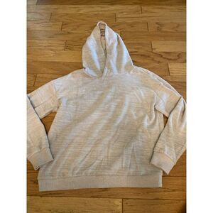 M Magaschoni women's Cozy Beige Hooded soft knit Sweater Long Sleeves Size small